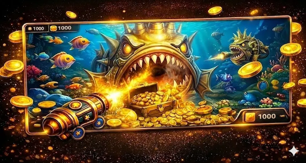 Bắn Cá G168 với kho báu, cá lớn và hiệu ứng nhận thưởng trong game bắn cá online