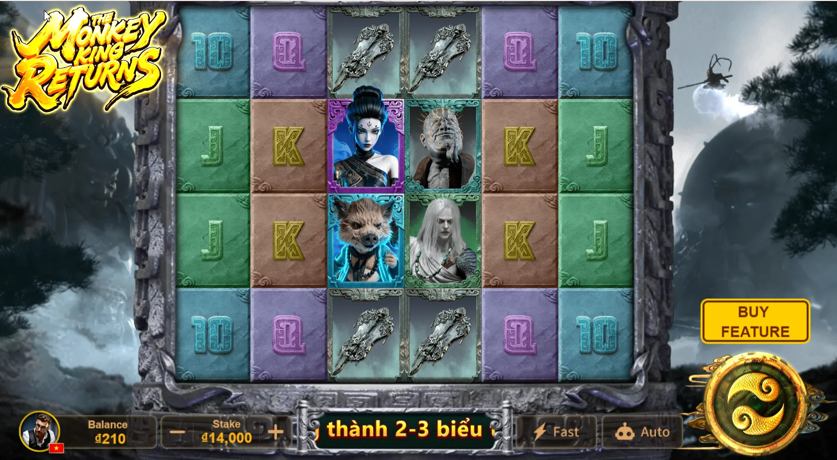 cách chơi slot online nhấn spin và đặt cược