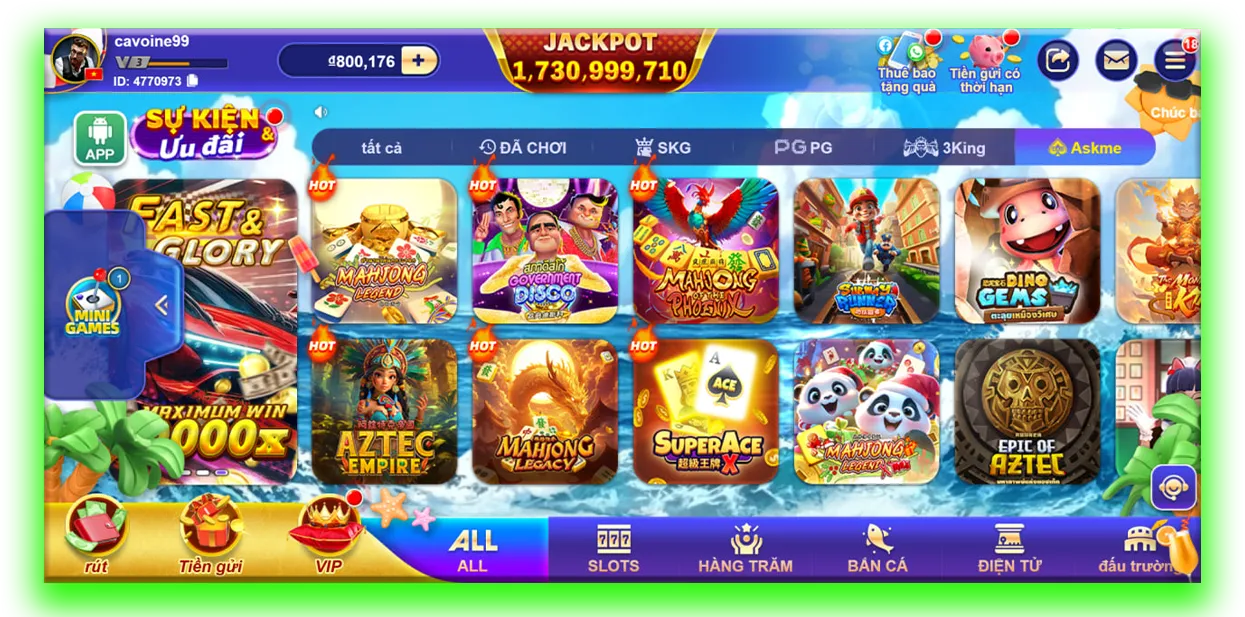 giao diện game slot online thực tế