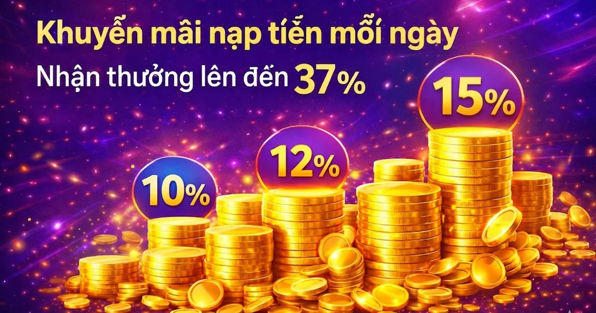 khuyến mãi nạp tiền mỗi ngày G168 nhận thưởng đến 37%