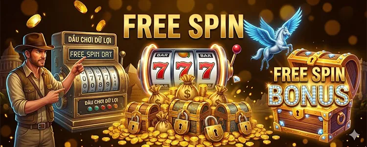 tính năng free spin trong slot G168 với vòng quay thưởng và hiệu ứng vàng