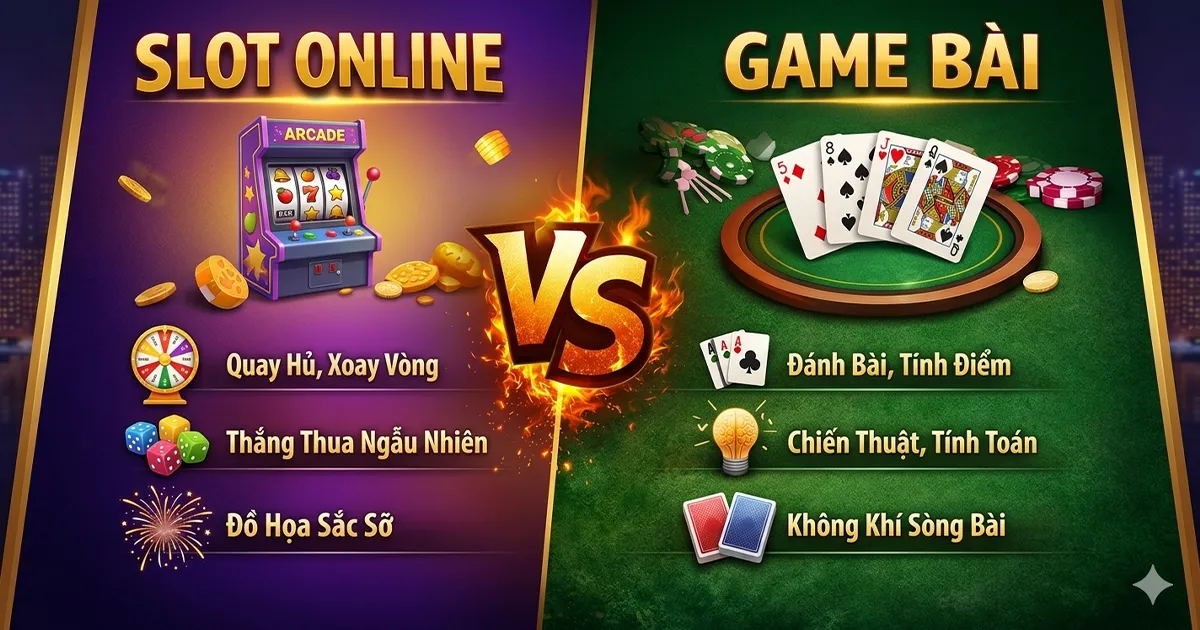 so sánh slot online và game bài
